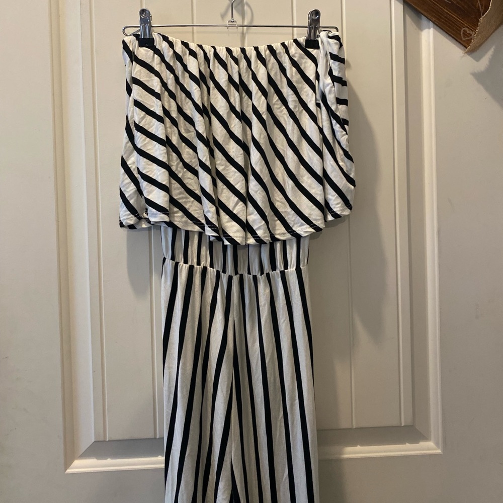 Bibi Black and White Sleeveless Jumpsuit